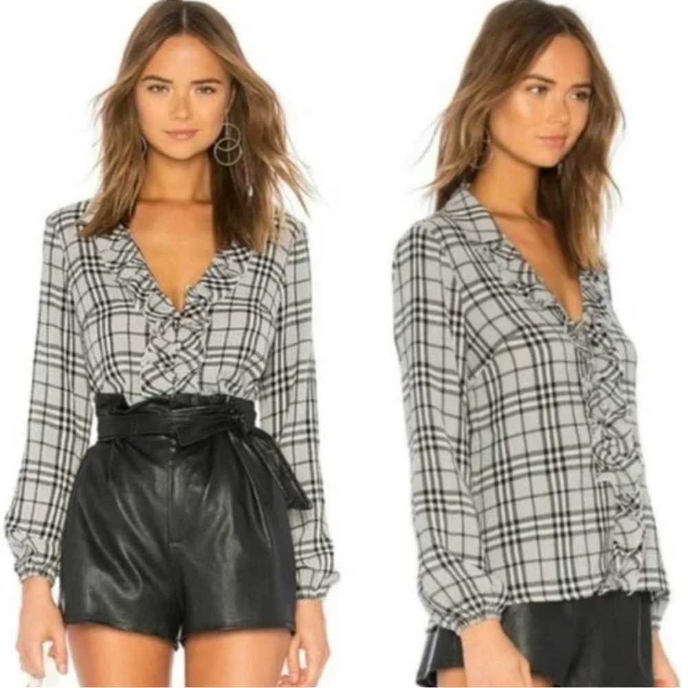 Majorelle Black Ruffle Marina Blouse